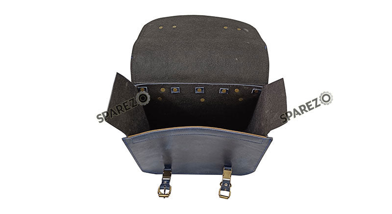 For Royal Enfield Bear 650 Canvas and Leather Pannier Bags Navy Blue With Saddle Stays