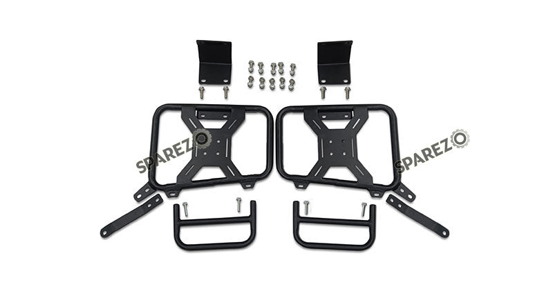 For Royal Enfield Bear 650 Genuine Leather Pannier Bags Black With Saddle Stays