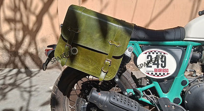 For Royal Enfield Bear 650 Genuine Leather Pannier Bags With Saddle Stays