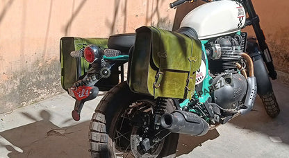 For Royal Enfield Bear 650 Genuine Leather Pannier Bags With Saddle Stays