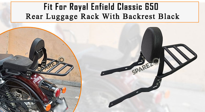 Fit For Royal Enfield Classic 650 Rear Luggage Rack With Backrest Black
