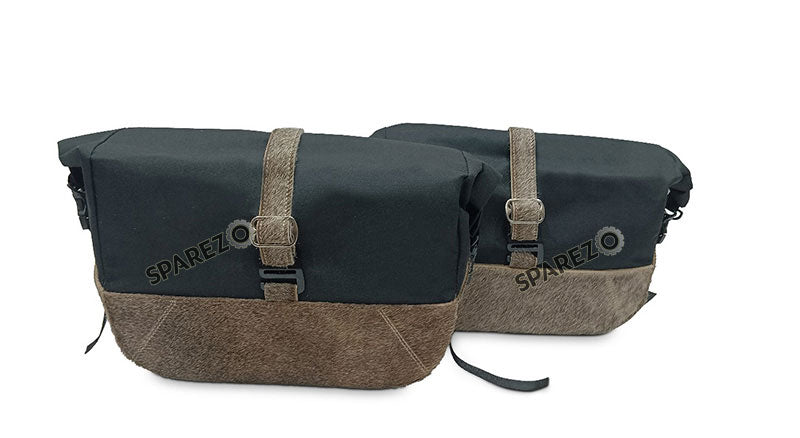 For Royal Enfield Bear 650 Soft Pannier Bags and Mounting Rails Cream Brown