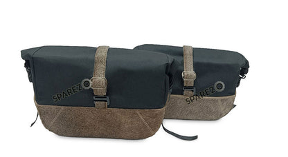 For Royal Enfield Bear 650 Soft Pannier Bags and Mounting Rails Cream Brown