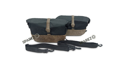 For Royal Enfield Bear 650 Soft Pannier Bags and Mounting Rails Cream Brown