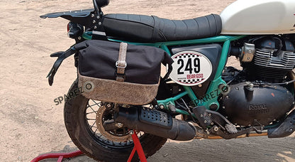 For Royal Enfield Bear 650 Soft Pannier Bags and Mounting Rails Cream Brown