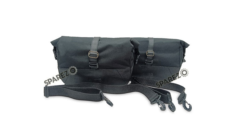 For Royal Enfield Bear 650 Soft Pannier Bags and Mounting Rails Black