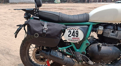 For Royal Enfield Bear 650 Soft Pannier Bags and Mounting Rails Black