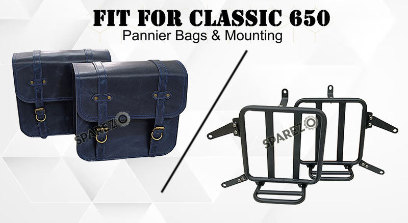 For Royal Enfield Classic 650 Genuine Leather Pannier Bags With Mounting
