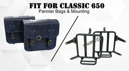For Royal Enfield Classic 650 Genuine Leather Pannier Bags With Mounting