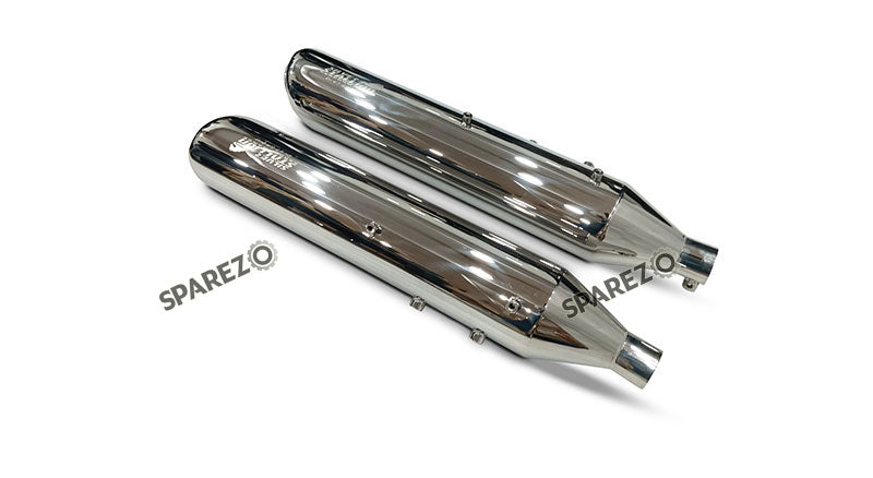 For Royal Enfield Classic 650 Silver Stallion Exhaust Silencer Pair Polished