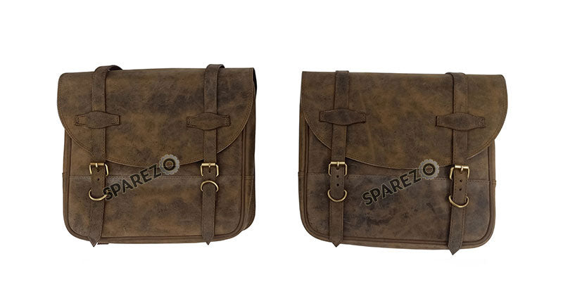 For Royal Enfield Classic 650 Genuine Leather Pannier Bags Dust Color With Mounting