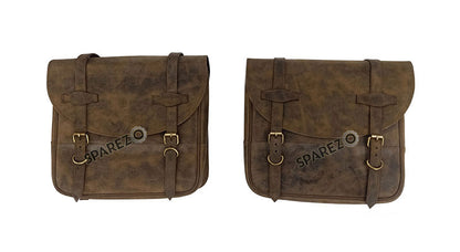 For Royal Enfield Classic 650 Genuine Leather Pannier Bags Dust Color With Mounting