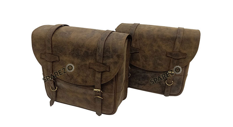 For Royal Enfield Classic 650 Genuine Leather Pannier Bags Dust Color With Mounting