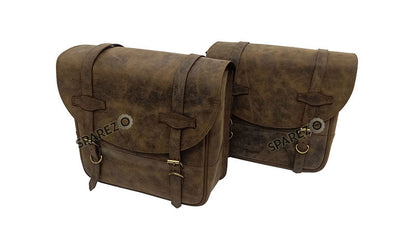 For Royal Enfield Classic 650 Genuine Leather Pannier Bags Dust Color With Mounting