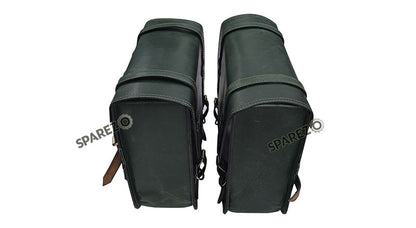 For Royal Enfield Classic 650 Genuine Leather Pannier Bags Dark Green With Mounting