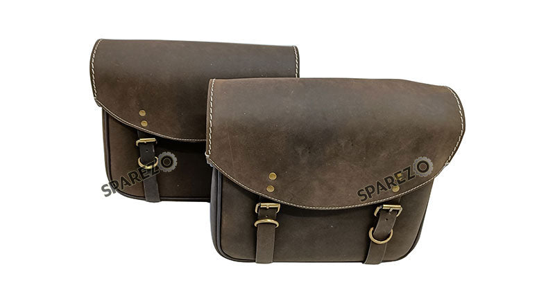 For Royal Enfield Classic 650 Genuine Leather Pannier Bags Rusty Brown With Mounting