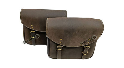 For Royal Enfield Classic 650 Genuine Leather Pannier Bags Rusty Brown With Mounting