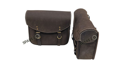 For Royal Enfield Classic 650 Genuine Leather Pannier Bags Rusty Brown With Mounting