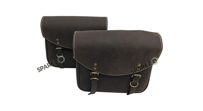 For Royal Enfield Classic 650 Genuine Leather Pannier Bags Rusty Brown With Mounting