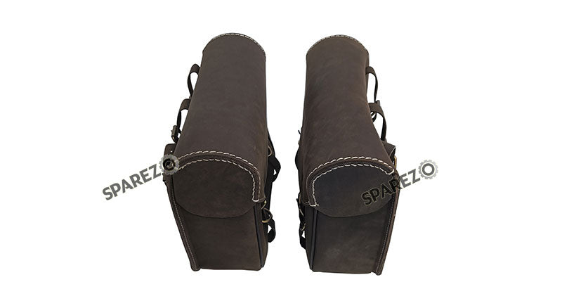 For Royal Enfield Classic 650 Genuine Leather Pannier Bags Rusty Brown With Mounting