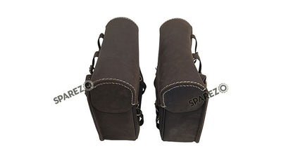 For Royal Enfield Classic 650 Genuine Leather Pannier Bags Rusty Brown With Mounting