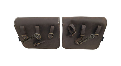 For Royal Enfield Classic 650 Genuine Leather Pannier Bags Rusty Brown With Mounting