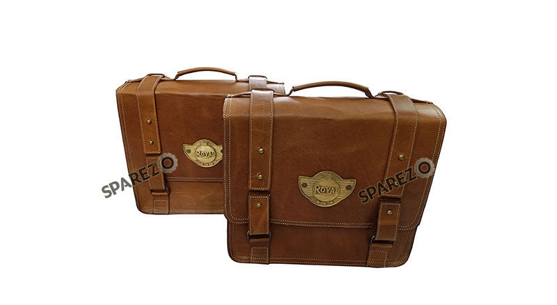 For Royal Enfield Classic 650 Genuine Leather Pannier Bags Tan Brown With Mounting