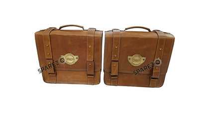 For Royal Enfield Classic 650 Genuine Leather Pannier Bags Tan Brown With Mounting