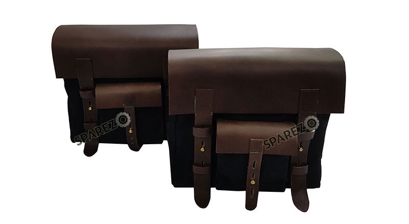 For Royal Enfield Classic 650 Genuine Leather Pannier Bags Black With Mounting