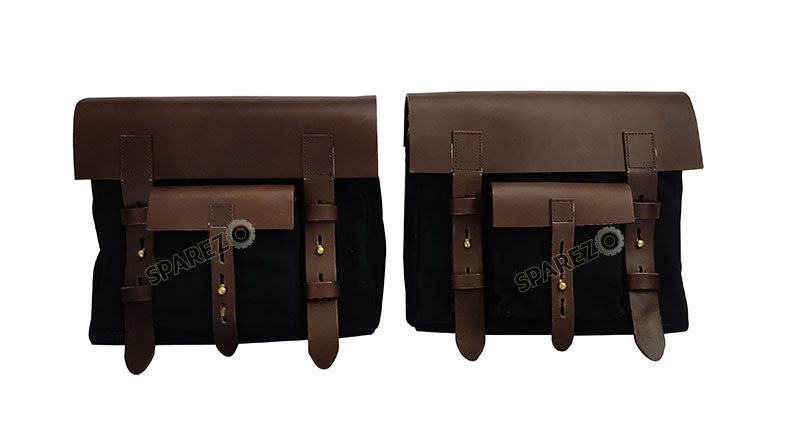 For Royal Enfield Classic 650 Genuine Leather Pannier Bags Black With Mounting