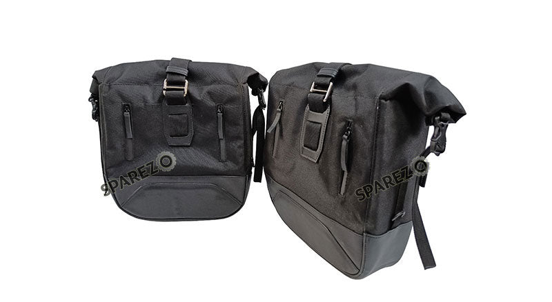 For Royal Enfield Classic 650 Genuine Leather Pannier Black Bags With Mounting