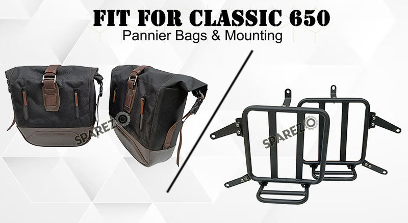 For Royal Enfield Classic 650 Genuine Leather Pannier Black and Brown Bags With Mounting