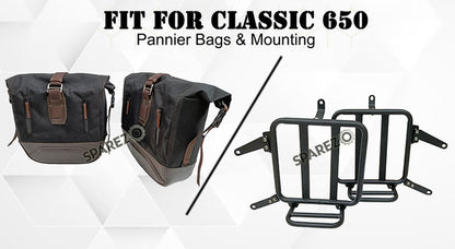 For Royal Enfield Classic 650 Genuine Leather Pannier Black and Brown Bags With Mounting