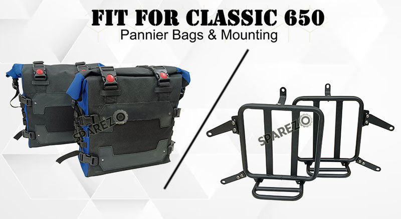 For Royal Enfield Classic 650 Canvas Pannier Bags With Mounting