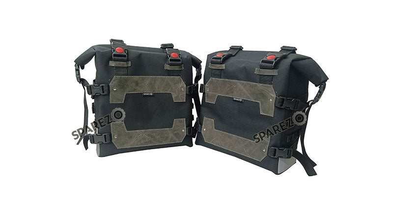 For Royal Enfield Classic 650 Canvas Pannier Bags Charcoal Black With Mounting