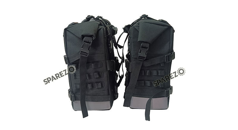 For Royal Enfield Classic 650 Canvas Pannier Bags Charcoal Black With Mounting