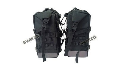 For Royal Enfield Classic 650 Canvas Pannier Bags Charcoal Black With Mounting