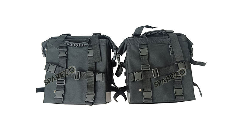 For Royal Enfield Classic 650 Canvas Pannier Bags Charcoal Black With Mounting