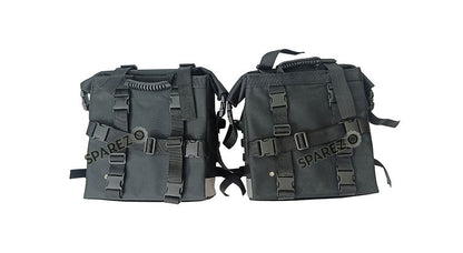 For Royal Enfield Classic 650 Canvas Pannier Bags Charcoal Black With Mounting