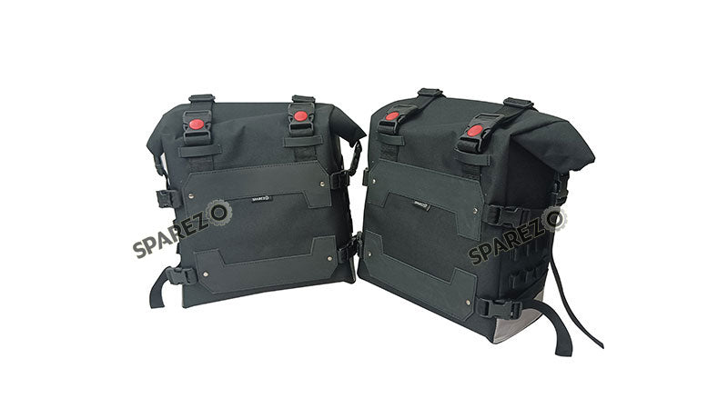 For Royal Enfield Classic 650 Canvas Pannier Bags Black With Mounting