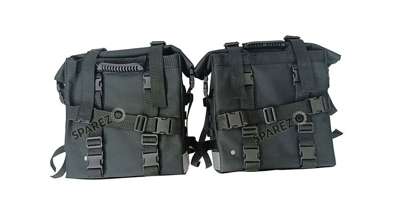 For Royal Enfield Classic 650 Canvas Pannier Bags Black With Mounting