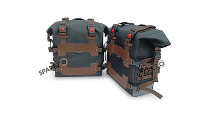 For Royal Enfield Classic 650 Canvas Pannier Bags Black and Brown With Mounting