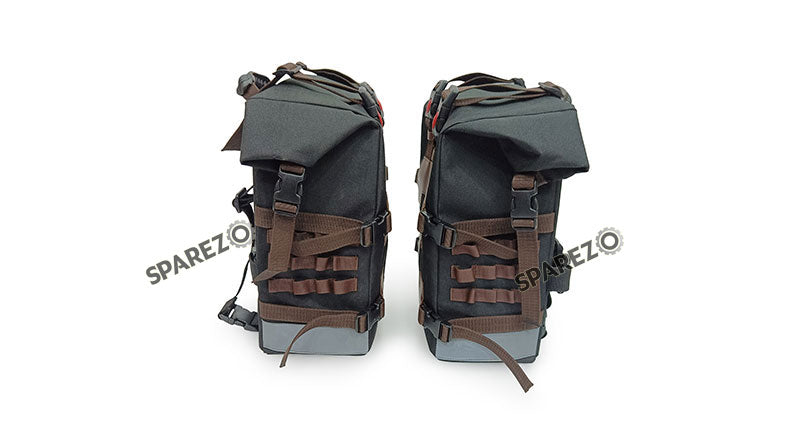 For Royal Enfield Classic 650 Canvas Pannier Bags Black and Brown With Mounting