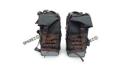 For Royal Enfield Classic 650 Canvas Pannier Bags Black and Brown With Mounting