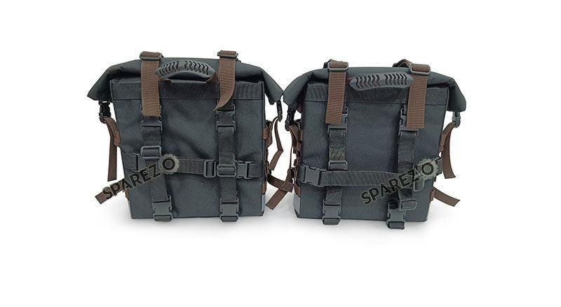 For Royal Enfield Classic 650 Canvas Pannier Bags Black and Brown With Mounting