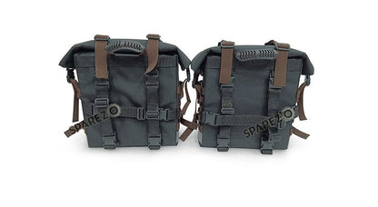 For Royal Enfield Classic 650 Canvas Pannier Bags Black and Brown With Mounting