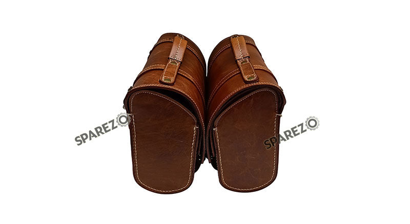For Royal Enfield Classic 650 Genuine Leather Pannier Saddle Bags Brown Tan and Mounting