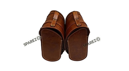 For Royal Enfield Classic 650 Genuine Leather Pannier Saddle Bags Brown Tan and Mounting