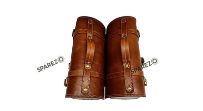 For Royal Enfield Classic 650 Genuine Leather Pannier Saddle Bags Brown Tan and Mounting