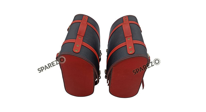 For Royal Enfield Classic 650 Genuine Leather Pannier Saddle Bags Red Black and Mounting